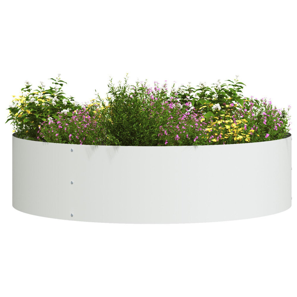 VidaXL Witte Plantenbak Set Wit Metaal Groot Plantenbak Cilindrisch