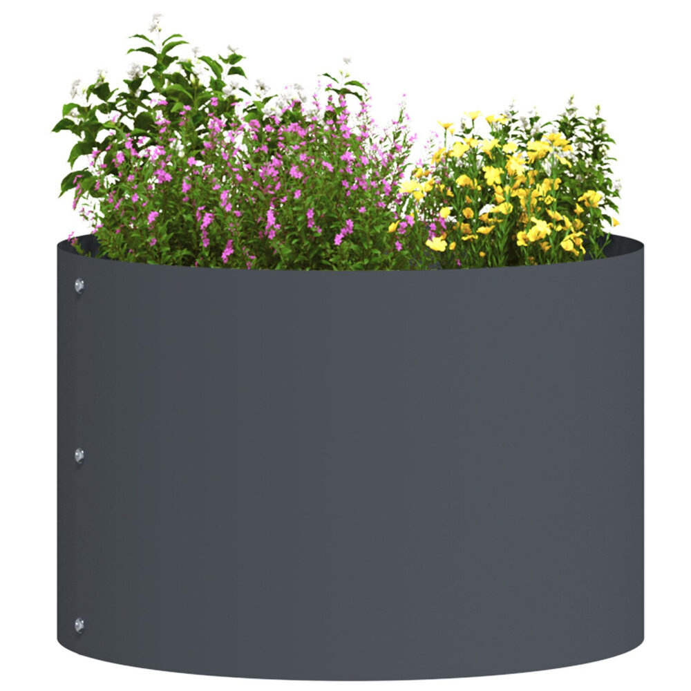 VidaXL Anthracite Metalen Pot Anthraciet Metaal Middelgroot