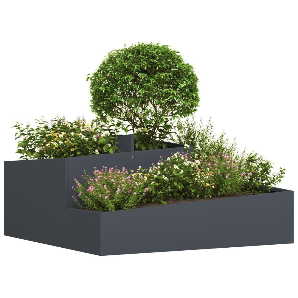 VidaXL Potten & Plantenbakken Anthraciet Plastic Groot Metalen Planter