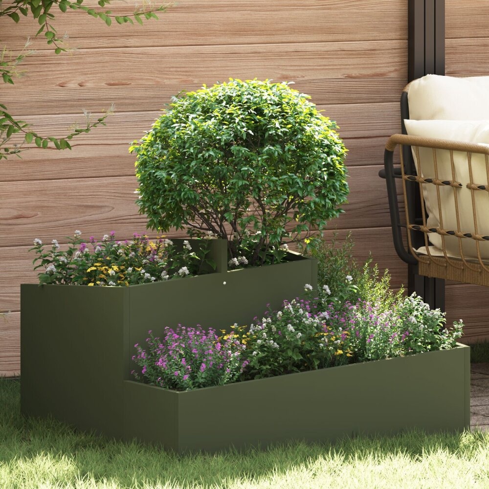 VidaXL Planter Olijfgroen 80x80x50 cm Koudgewalst Staal