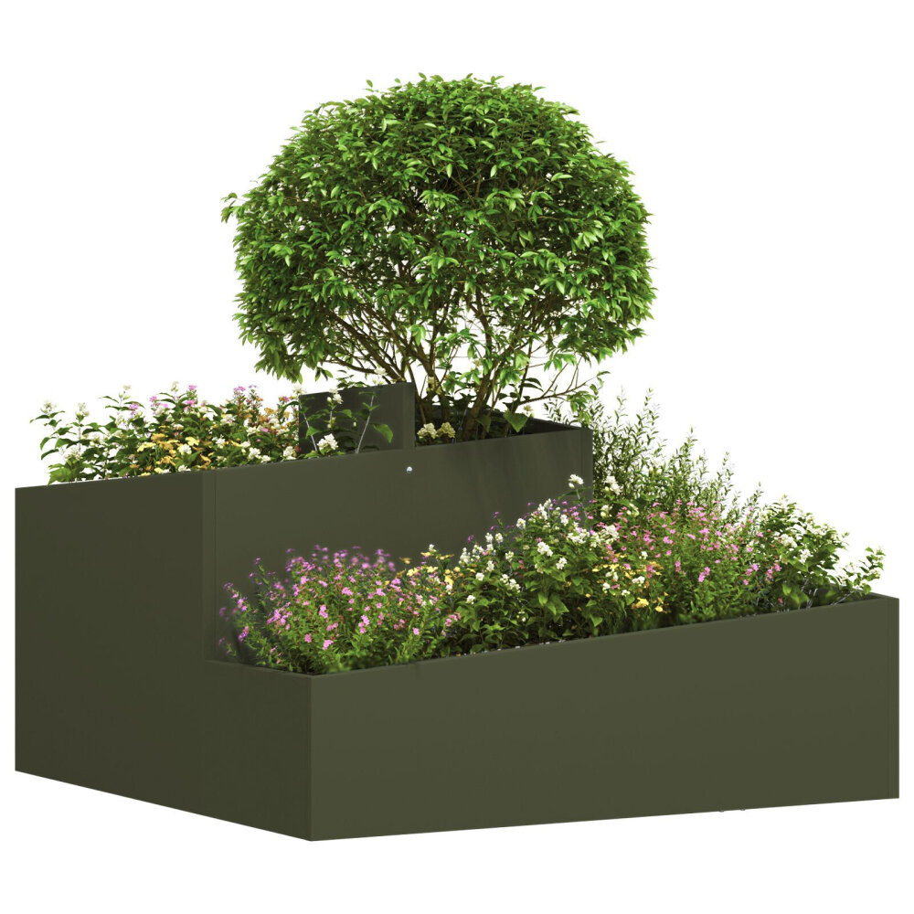 VidaXL Planter Olijfgroen 80x80x50 cm Koudgewalst Staal