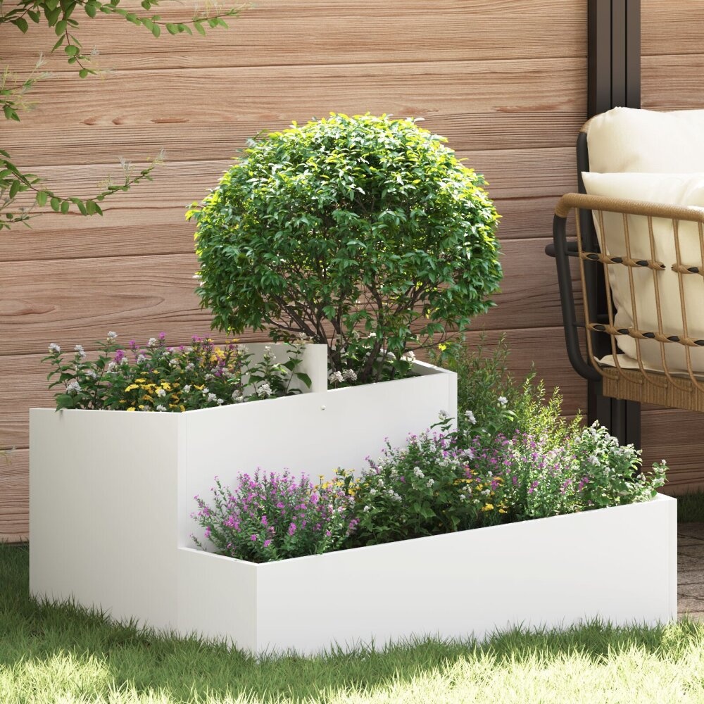 VidaXL Planter Wit 80x80x50 cm Koudgewalst Staal