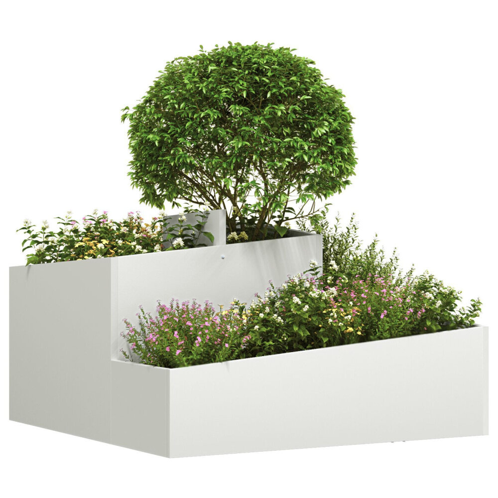 VidaXL Planter Wit 80x80x50 cm Koudgewalst Staal