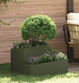 VidaXL Metalen Plantenbak Olijfgroen Metaal Medium Stapelbaar Modern