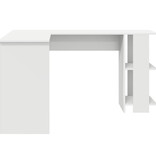 VidaXL Wit Hoekbureau Wit Bewerkt Hout Groot Opslag Hoekbureau