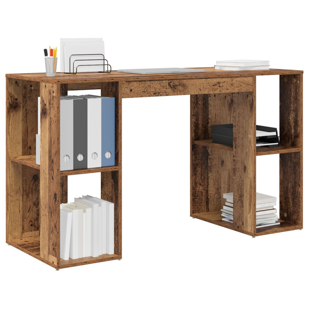 VidaXL Bruin Schrijfbureau Oude Hout Massief Gerecycled Hout Standaard