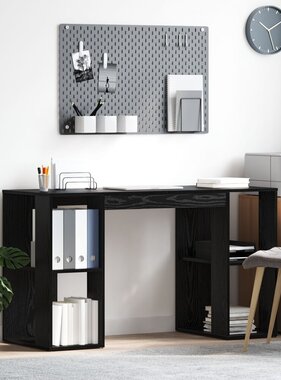 VidaXL Zwart Eiken Bureau Zwart Eiken MDF Middelgroot Rechthoekig