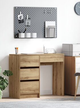 VidaXL Bruin Schrijfbureau Artisan eiken Bewerkt hout Compact Opslag