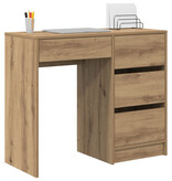 VidaXL Bruin Schrijfbureau Artisan eiken Bewerkt hout Compact Opslag