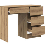 VidaXL Bruin Schrijfbureau Artisan eiken Bewerkt hout Compact Opslag