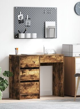 VidaXL Bruin Schrijfbureau Gerookt Eiken Bewerkt Hout Middelgroot