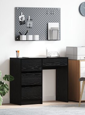 VidaXL Zwart Eiken Schrijfbureau Zwart eiken Spaanplaat, laminaat Compact