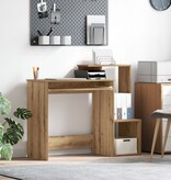 VidaXL Eiken Computerbureau Artisan Eiken Spaanplaat Middelgroot Opslag