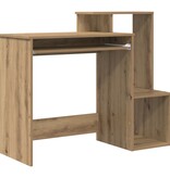 VidaXL Eiken Computerbureau Artisan Eiken Spaanplaat Middelgroot Opslag