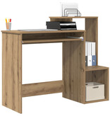VidaXL Eiken Computerbureau Artisan Eiken Spaanplaat Middelgroot Opslag