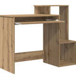 VidaXL Eiken Computerbureau Artisan Eiken Spaanplaat Middelgroot Opslag