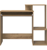 VidaXL Eiken Computerbureau Artisan Eiken Spaanplaat Middelgroot Opslag