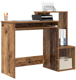 VidaXL Bruin Computerbureau Oude Hout Bewerkt Hout Middelgroot Opslag