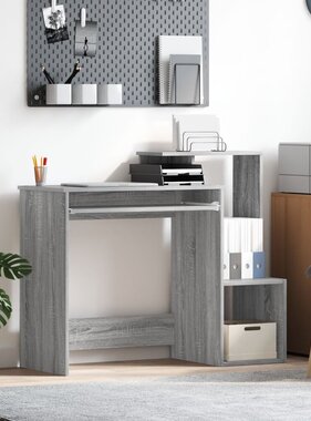 VidaXL Grijs Computerbureau Grijs Sonoma Structuurhout Middelgroot