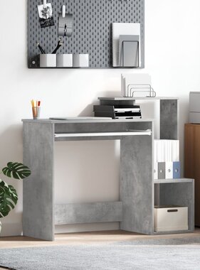 VidaXL Grijs Computerbureau Beton grijs Spaanplaat met betonlook