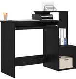 VidaXL Zwart Eiken Computerbureau Zwart Eiken Bewerkt hout, MDF Gemiddeld