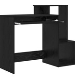 VidaXL Zwart Eiken Computerbureau Zwart Eiken Bewerkt hout, MDF Gemiddeld