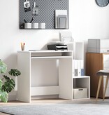 VidaXL Witte Computerbureau Wit Spaanplaat Standaard Opslag