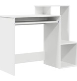 VidaXL Witte Computerbureau Wit Spaanplaat Standaard Opslag