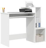 VidaXL Witte Computerbureau Wit Spaanplaat Standaard Opslag