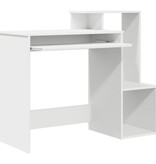 VidaXL Witte Computerbureau Wit Spaanplaat Standaard Opslag
