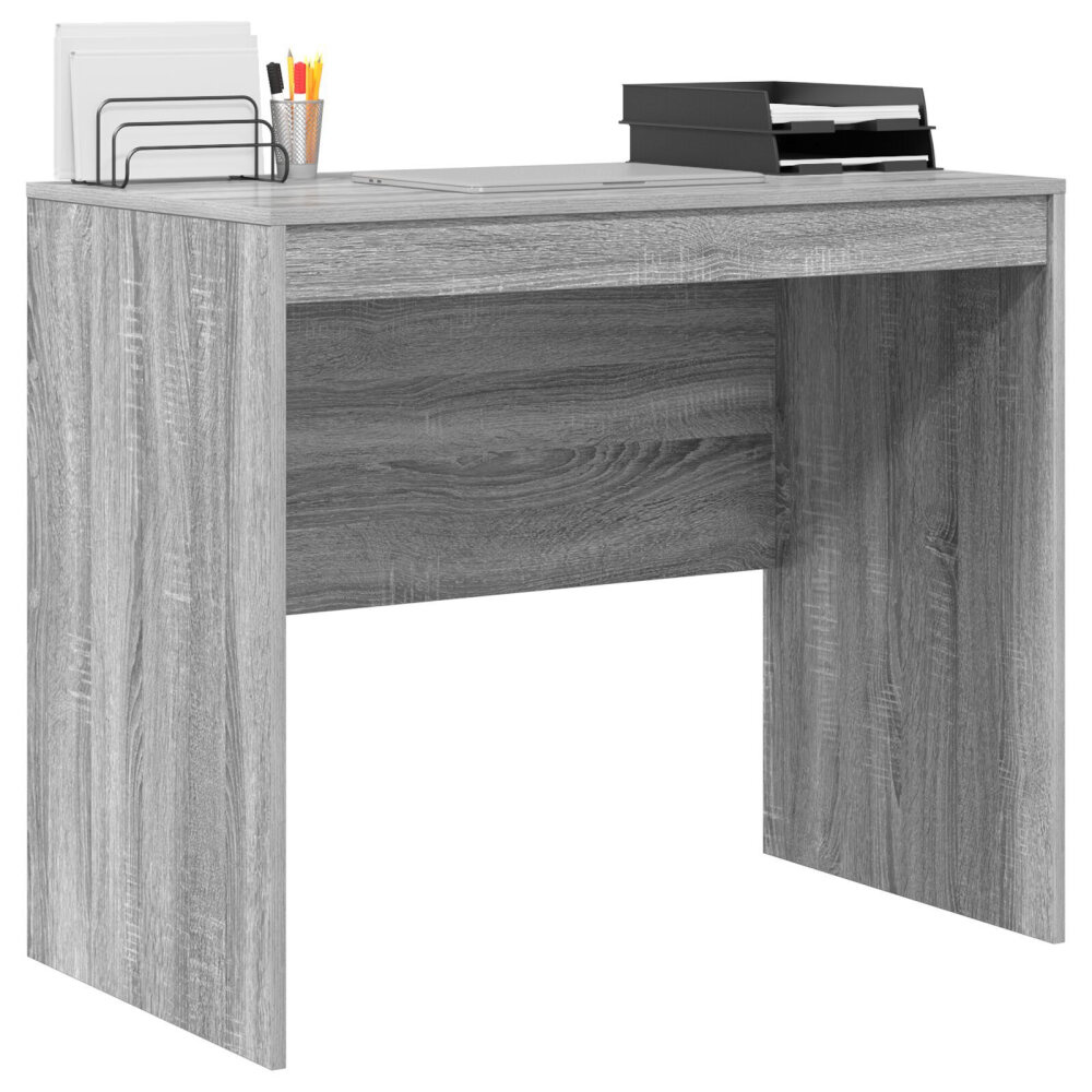 VidaXL Grijs Schrijfbureau Grijze sonoma Engineered hout 90 x 50 x 76 cm