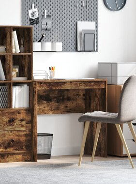 VidaXL Schrijfbureau Gerookt eiken Bewerkt hout Compact Schrijfbureau