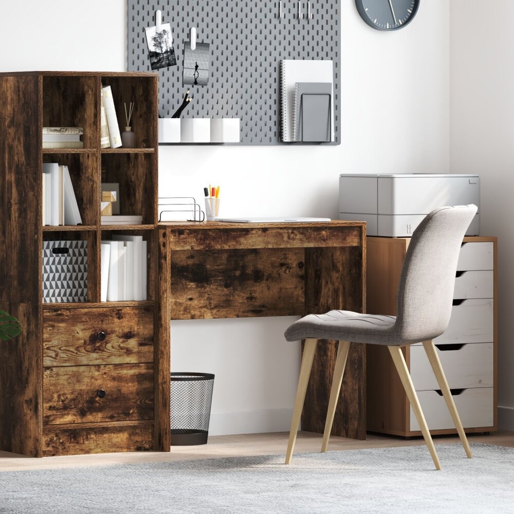 VidaXL Schrijfbureau Gerookt eiken Bewerkt hout Compact Schrijfbureau