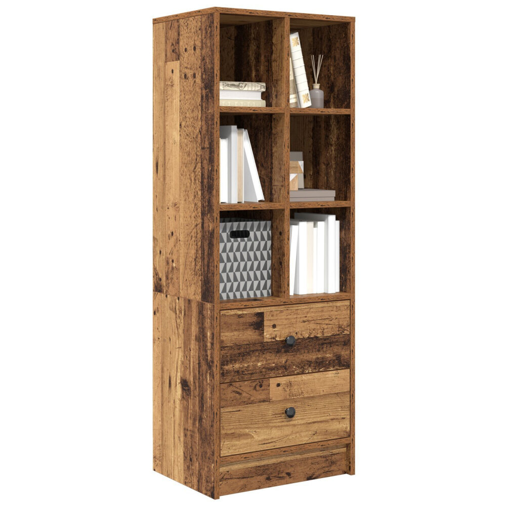 VidaXL Bruine plank Oud hout Spaanplaat Middelgroot Rustiek boekenrek