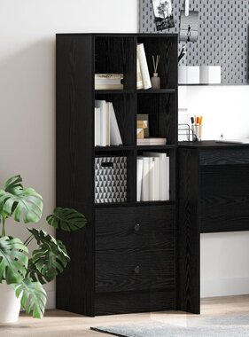 VidaXL Zwarte Eiken Boekenkast Zwart eiken Bewerkt hout Groot