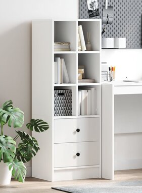VidaXL Wit Boekenrek Wit MDF Standaard Wit Boekenrek Rechthoekig