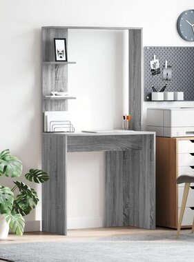 VidaXL Grijs Computerbureau Grijs Sonoma Engineering Hout Compact