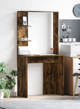 VidaXL Gerookt Eiken Computerbureau Gerookt eiken Bewerkt hout Standaard