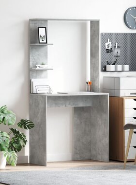 VidaXL Beton Grijs Computerbureau Beton grijs Gefabriceerd Hout
