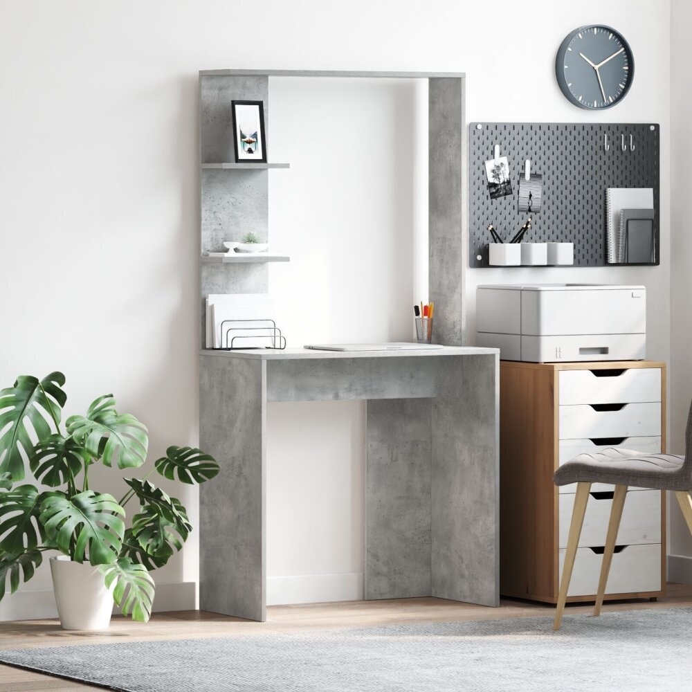 VidaXL Beton Grijs Computerbureau Beton grijs Gefabriceerd Hout