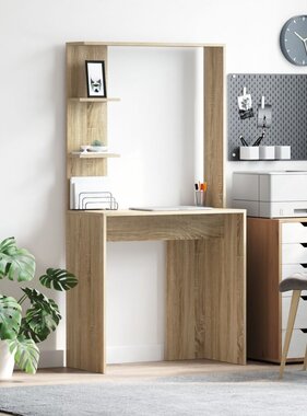 VidaXL Sonoma Eiken Computerbureau Sonoma eiken Bewerkt hout Medium