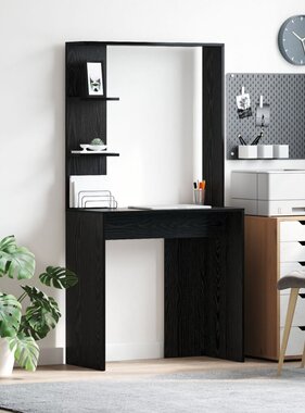 VidaXL Zwart Eiken Bureau Zwart eiken Massief hout, MDF Compact