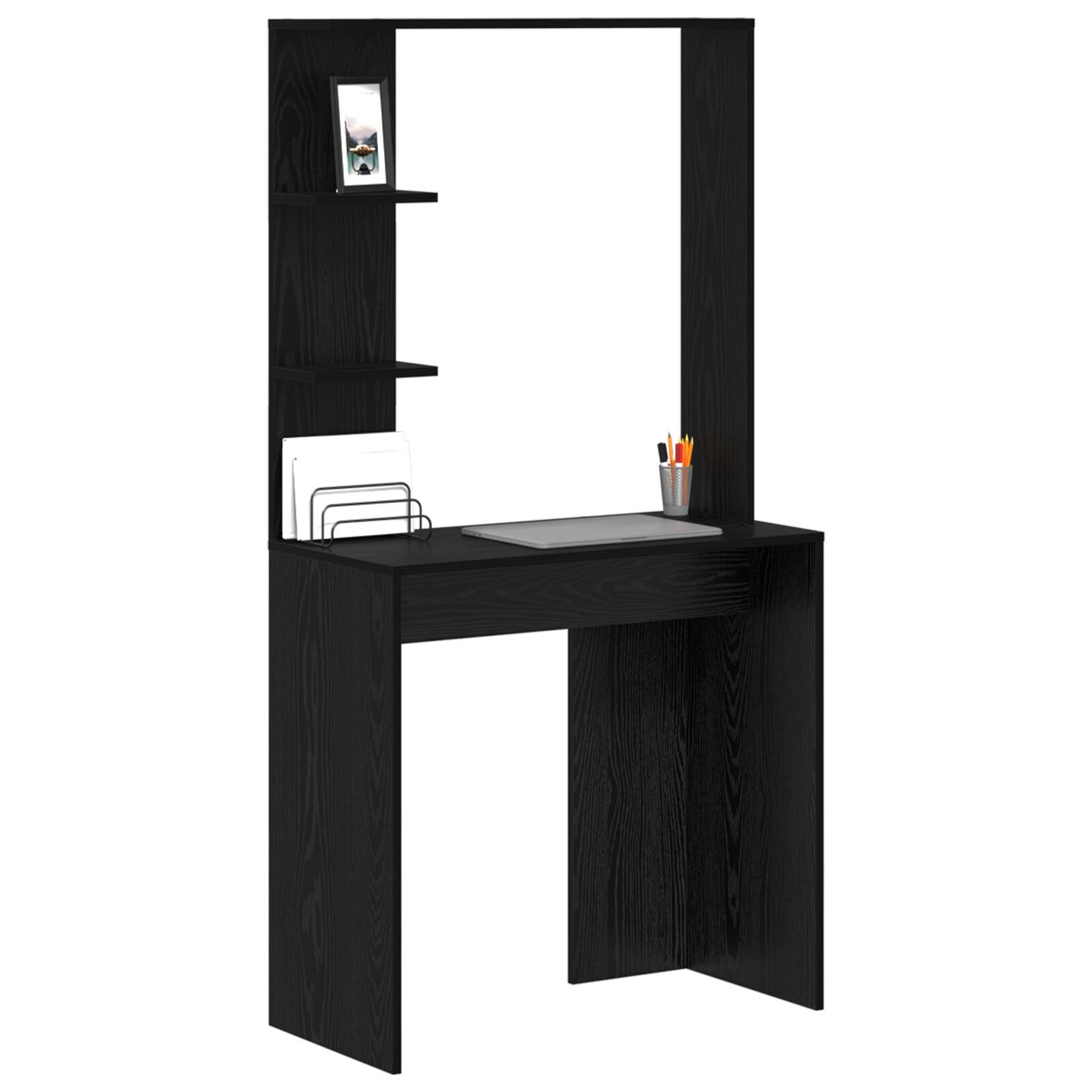 VidaXL Zwart Eiken Bureau Zwart eiken Massief hout, MDF Compact