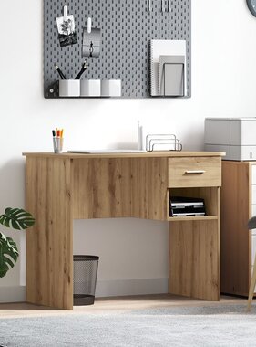 VidaXL Bureau met Opslag Artisan Eiken 90x49.5x75 cm Bewerkt hout