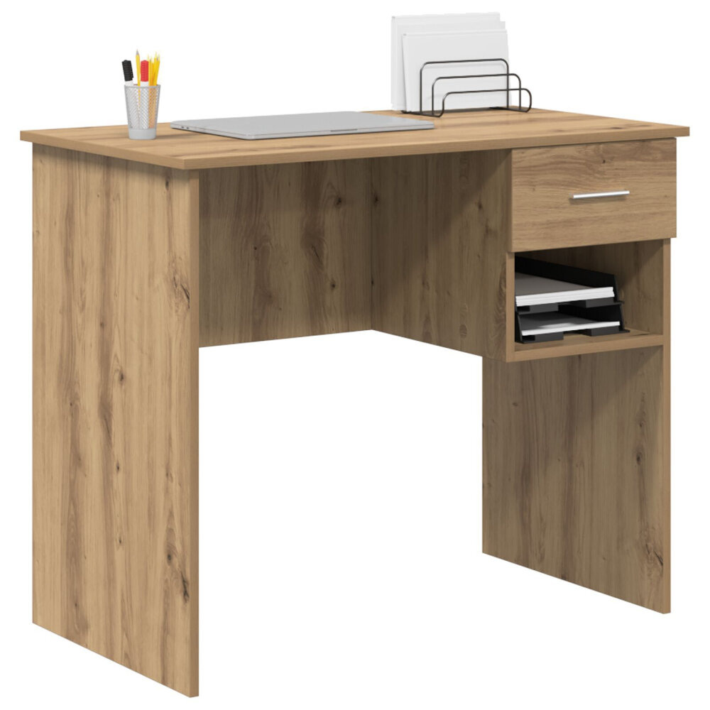 VidaXL Bureau met Opslag Artisan Eiken 90x49.5x75 cm Bewerkt hout