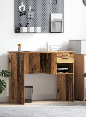 VidaXL Bureau met Opslag Oud Hout 90x49.5x75 cm Behandeld Hout