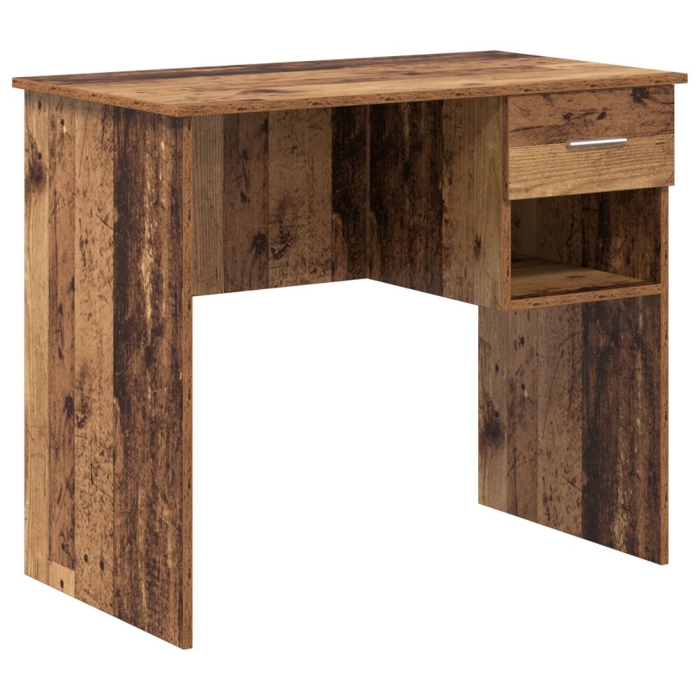 VidaXL Bureau met Opslag Oud Hout 90x49.5x75 cm Behandeld Hout
