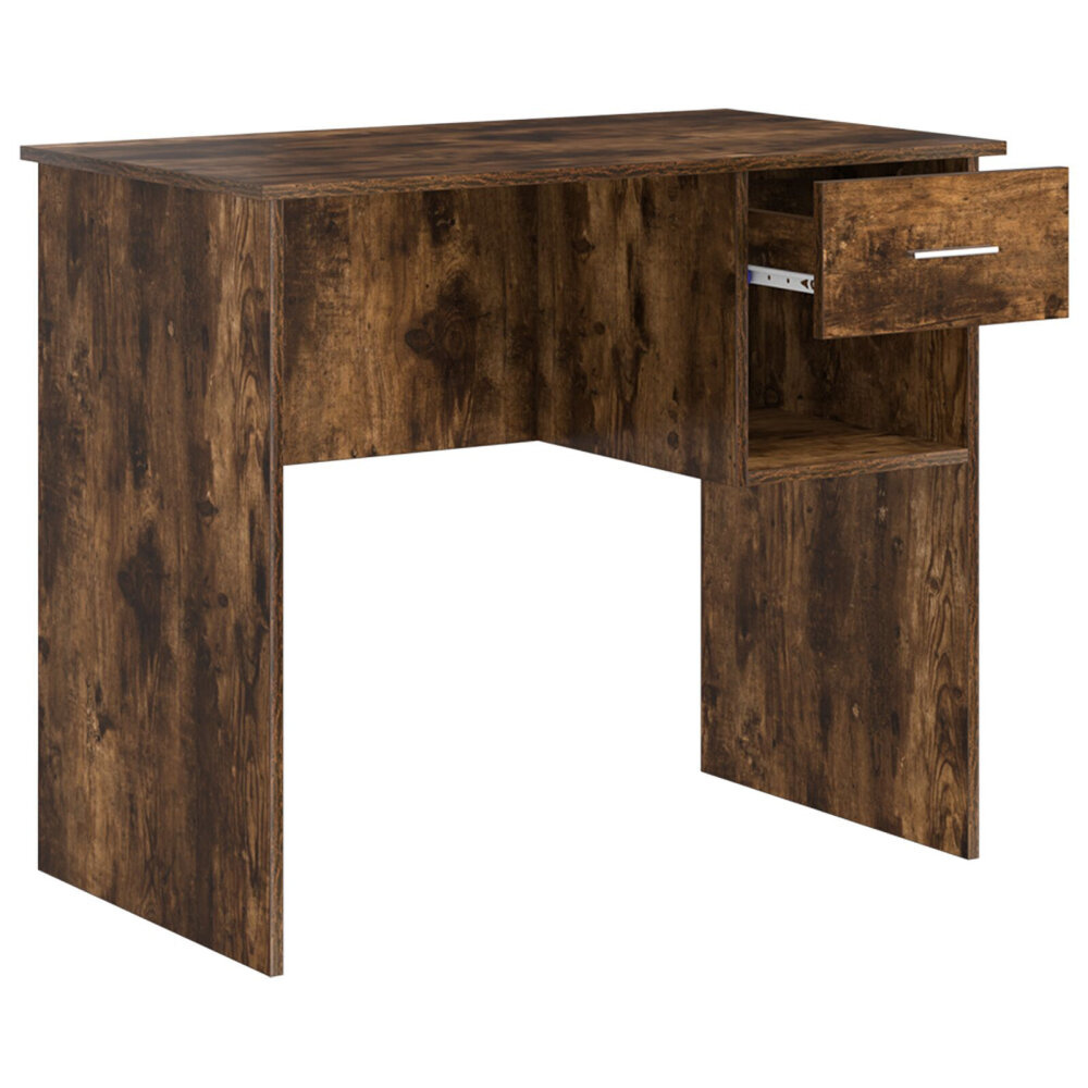 VidaXL Bureau met Opslag Gerookt Eiken 90x49.5x75 cm Gefabriceerd hout