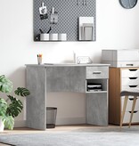 VidaXL Bureau met Opbergruimte Beton Grijs 90x49.5x75 cm Gefabriceerd hout