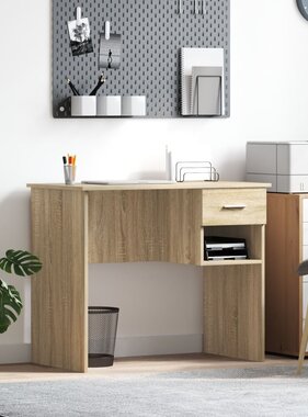VidaXL Bureau met Opslag Sonoma Eiken 90x49.5x75 cm Geengineerd Hout